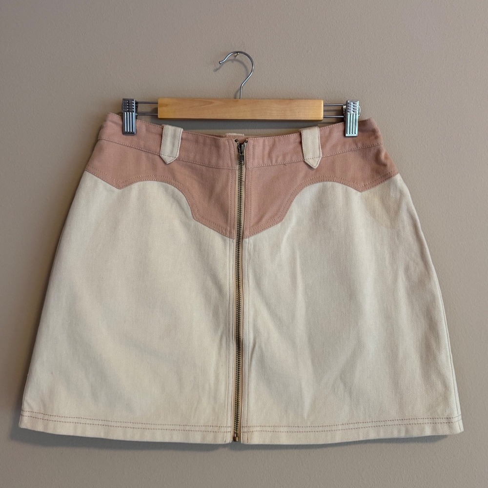 Coastal Cowgirl Two Tone Denim Mini Skirt
